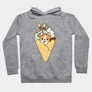 Cute Corgi in the Waffle with Mint Ice Cream & Chocolate Stick Hoodie